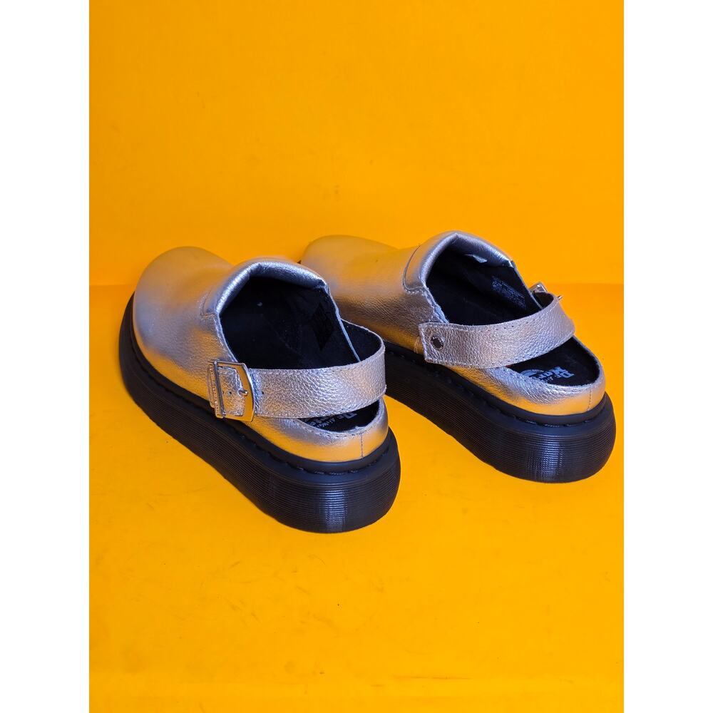 Dr Martens Laketen Silver Metallic Leather Slingback Platform Mules sz 11/12 New - Picture 10 of 16